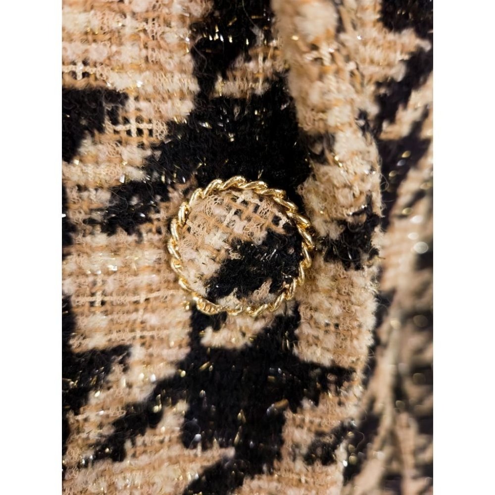 Vintage CHANEL FR 38 US 4 6 Wool Mix Tweed Houndstooth Jacket P61932V47065 - Picture 4 of 11